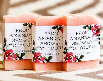 Personalized Bridal Shower Soap Favors, Rose Mini Soap Bars, Wedding Guest Gifts, Baby Shower Party Favors