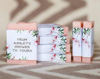 Magnolia Soap Favors, Personalized Wedding Favors, Baby Shower Guest Gifts, Floral Mini Soap Favors