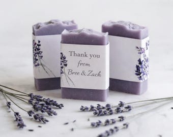 Lavender Wedding Soap Favors – Watercolor Floral, Mini Bridal Shower Soaps