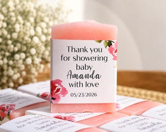 Personalized Baby Shower Soap Favors for Guests, Pink Floral Mini Soap Favors, Baby Girl Shower Thank You Gifts