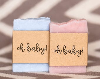 Rustic Baby Shower Soap Favors, Oh Baby Mini Soap Bars, Boy or Girl Shower Guest Gifts, Custom Labels