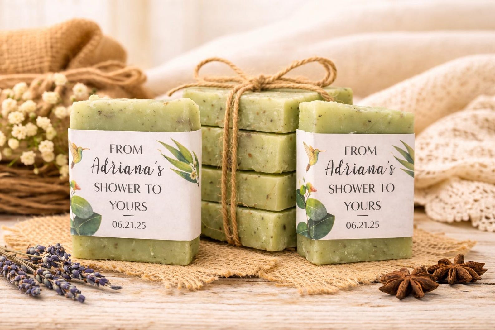 Greenery Botanical Soap Favors Personalized Guest Gifts Bridal Shower Bulk Soaps
