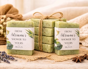 Personalized Mini Soap Favors, Wedding Favors for Guests, Botanical Greenery Soap, Bridal Shower Favors, Baby Shower Favors, Fall Wedding