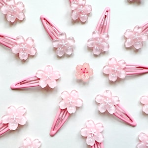 Pink Cherry Blossom Hair Clip, Sakura Flower Barrette, Kawaii Floral Accessory, Spring Gift