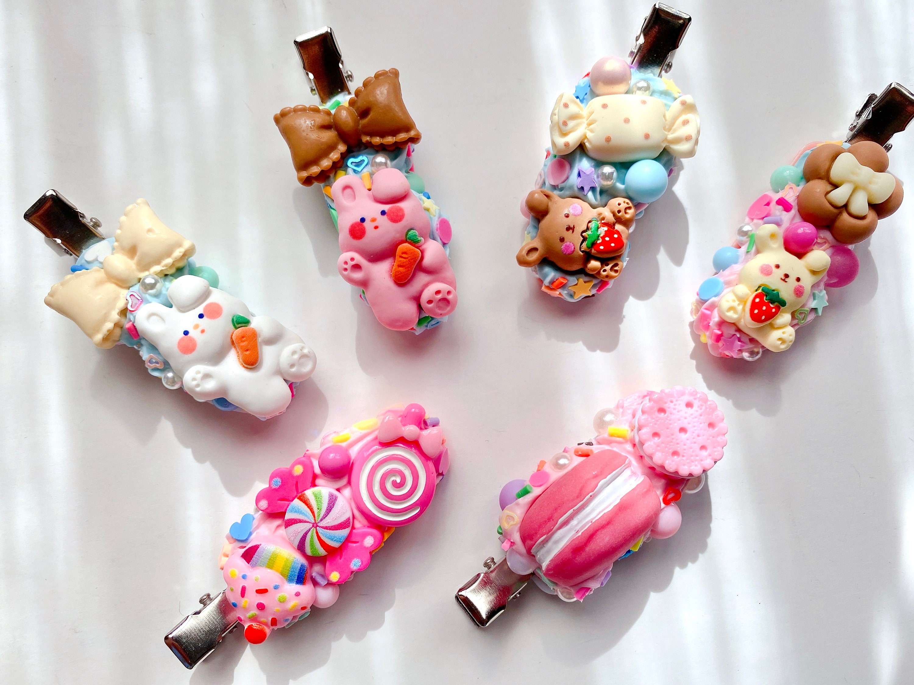 Kawaii Handmade Hair Clips, Color of Your Choice, Random 1, Cute Decoden  Hair Accessories, Each One is Unique 