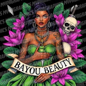 Bayou Beauty - Tiana | NEW | Tattooed Princess | png  t-shirt design Digital download, princess
