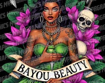 Bayou Beauty - Tiana | NEW | Tattooed Princess | png  t-shirt design Digital download, princess