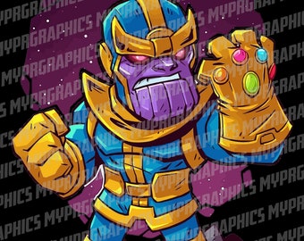 Thanos Clipart, Fanart, Avengers, guardians of the galaxy , Chibi Character, Digital Download, PNG, Line Clip Art, Sticker Printable, marvel