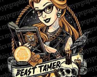 Dompteur de bêtes - Belle | Princesse tatouée | Conception de t-shirt png Téléchargement numérique, Princesses tatouées