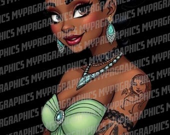 Tiana | Tattooed princess | png  t-shirt design Digital download, Tatted princesses