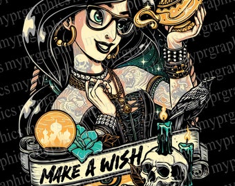 Önska dig Jasmine | Tatuerad prinsessa | png t-shirtdesign digital nedladdning, prinsessa