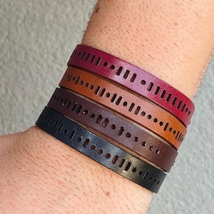 Personalized Morse Code Bracelet, Custom Leather Bracelet, Secret Message Jewelry, Personalized Gift for Couples, Valentine&#39;s Day Gift Idea