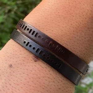 Morse Code Leather Bracelet, Personalized Birthday Jewelry, Valentines Day Gift, Father's Day Gift Idea, Christmas Gift, Personalized Gifts