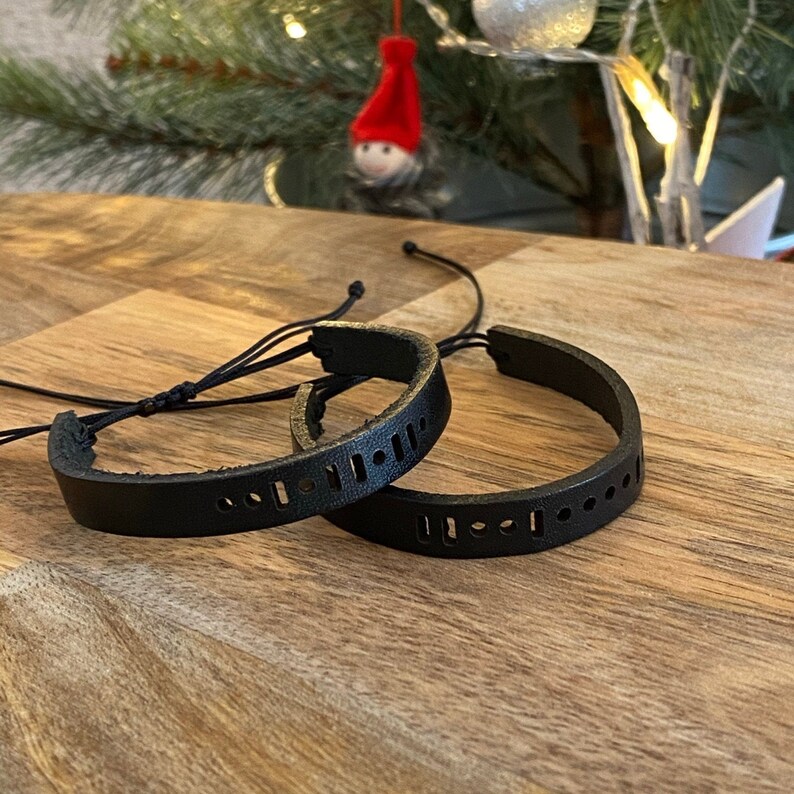Morse Code Leather Bracelet Morse Code Valetie's Day Etsy