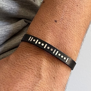 Secret Message Bracelet, Hidden Message Gift, Personalised Real Leather Bracelet, Personalised Gift for Her, Morse Code Gift for Boyfriend,
