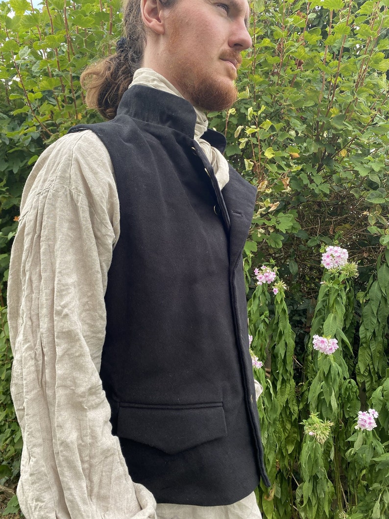 Regency Style Waistcoat in Black Moleskin Double Breasted 2 Etsy