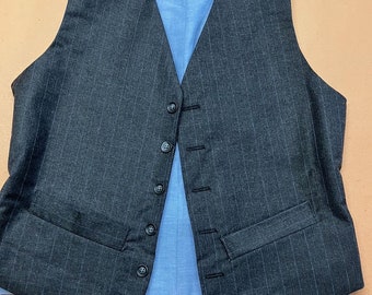 XS only - Vintage style waistcoat in charcoal grey with fine pinstripe