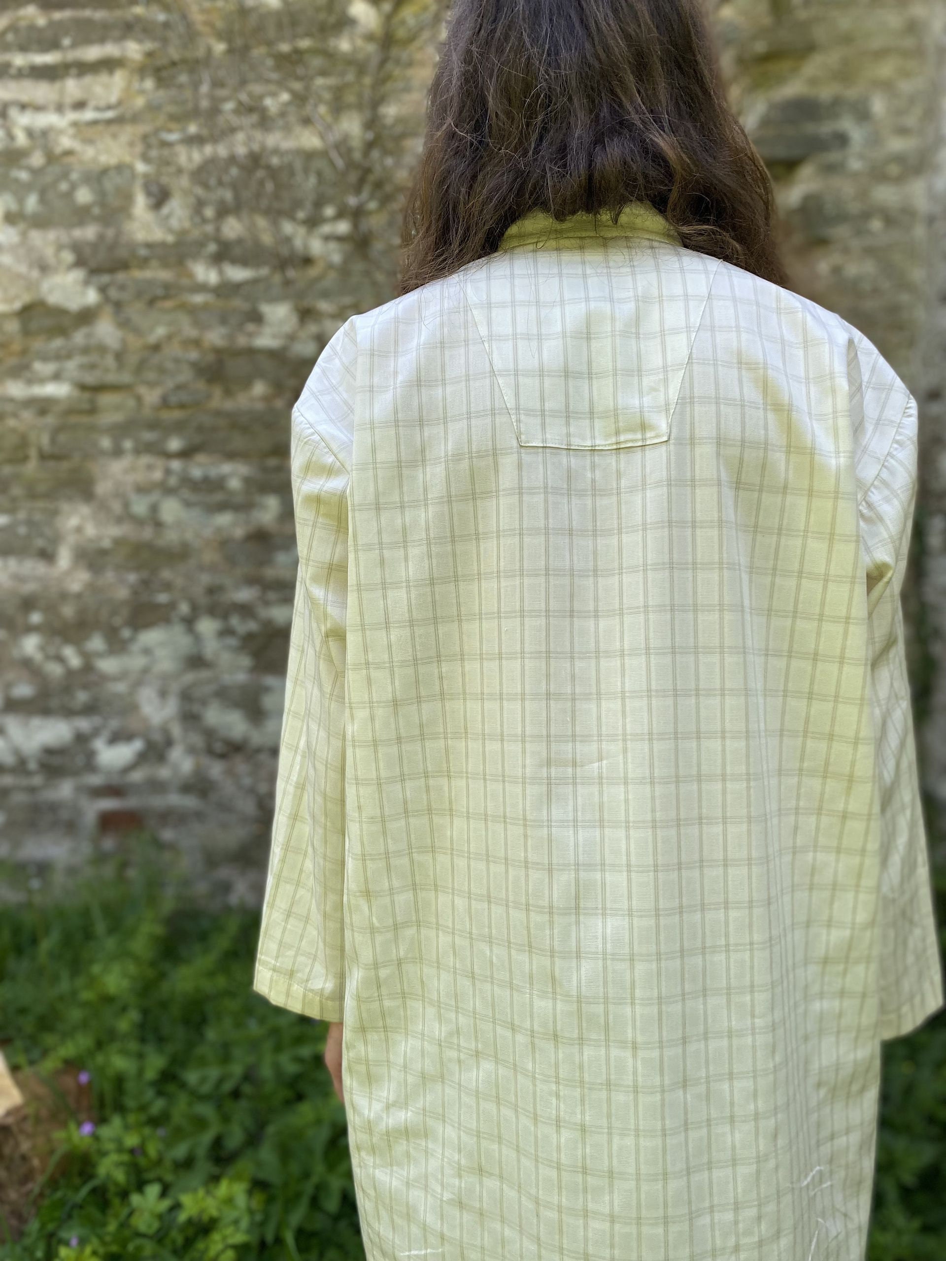 Mens Soft Cotton Nightshirt, Cream With Khaki Check - Etsy