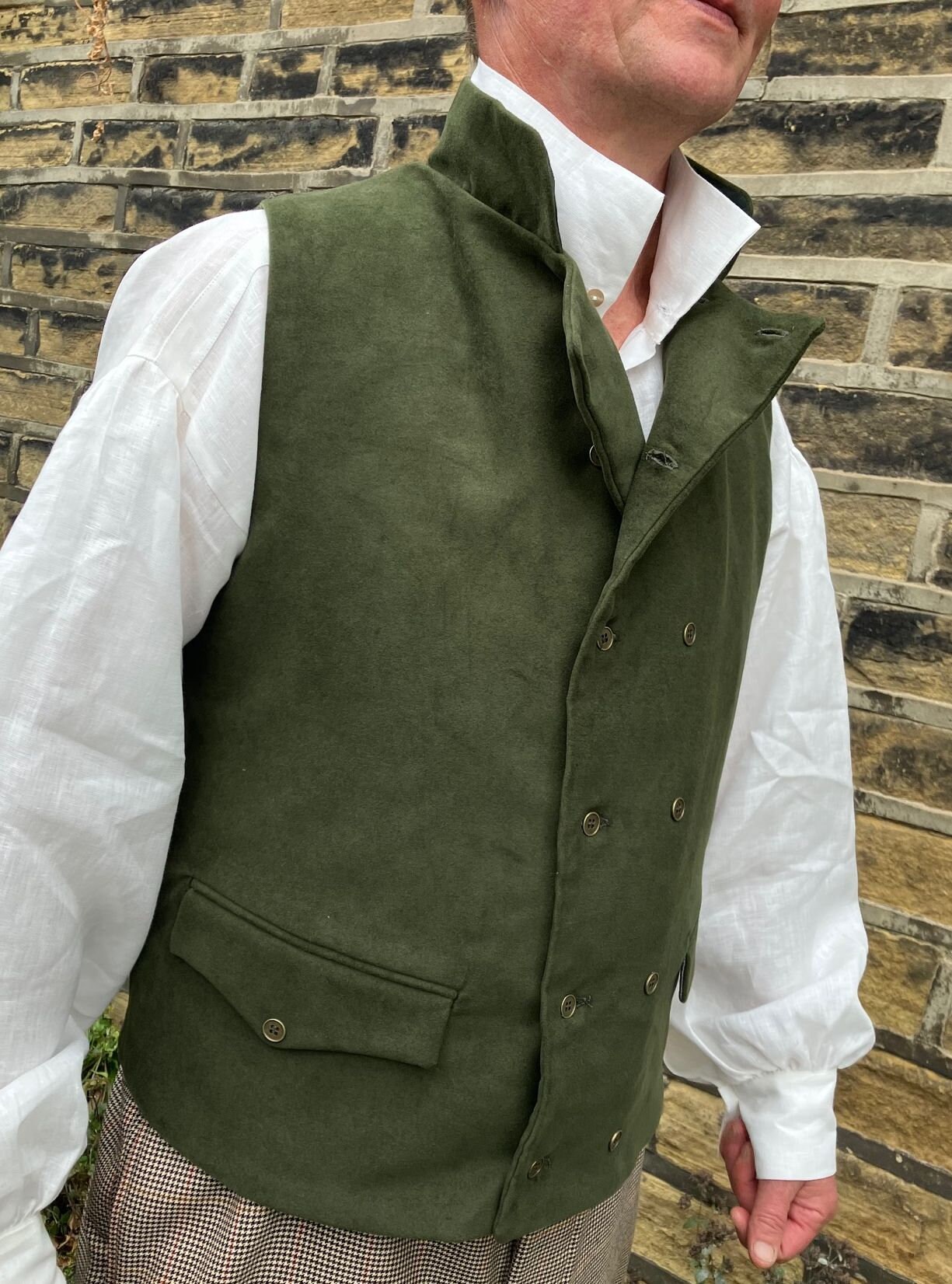 Olive Green Moleskin Waistcoat Double Breasted in Regency Etsy