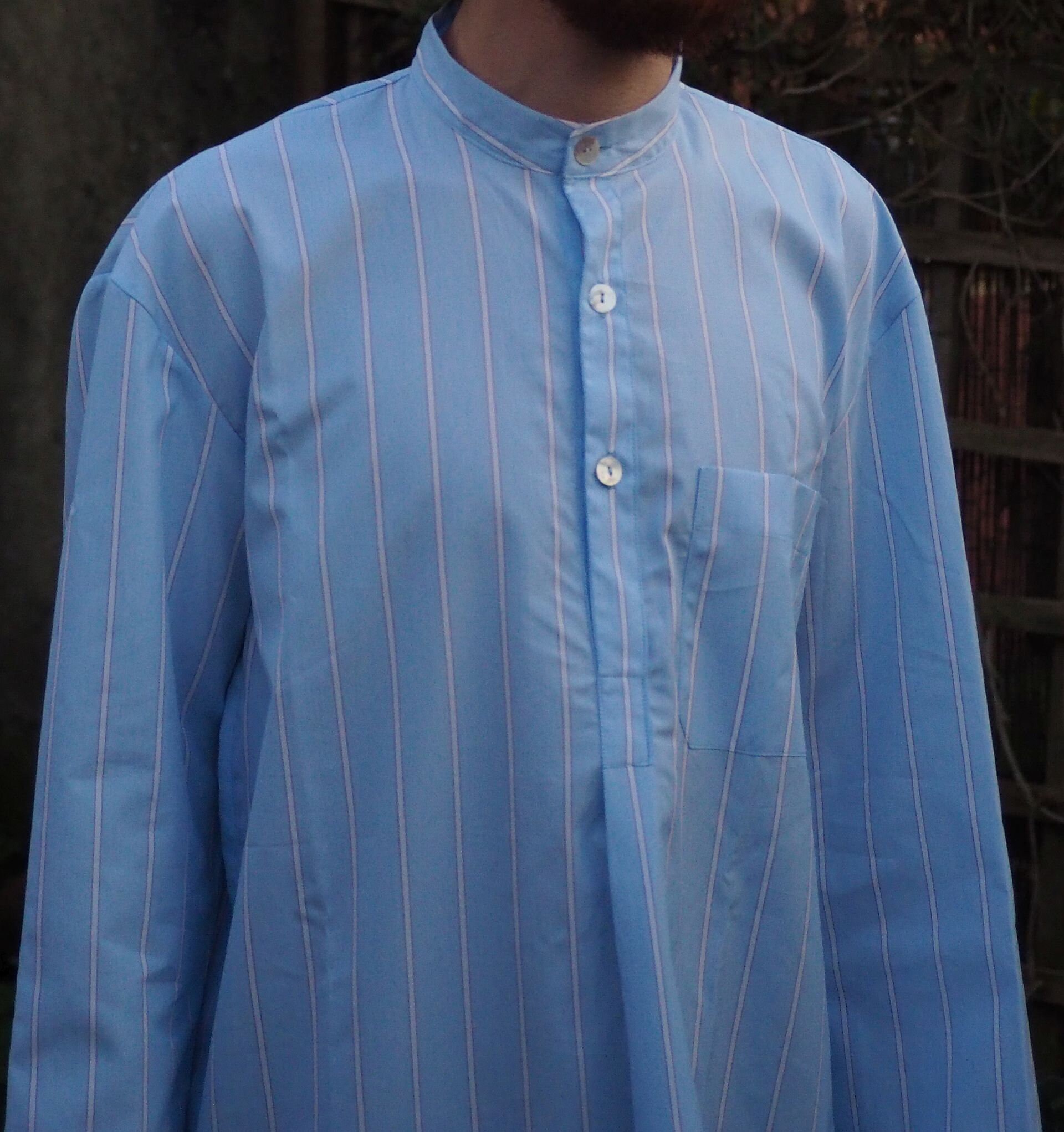 Image of Smooth Cotton Nightshirt in Blue Stripe, All Sizes