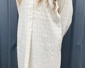 Ladies nightshirt in cream cotton check - XS or XXL only