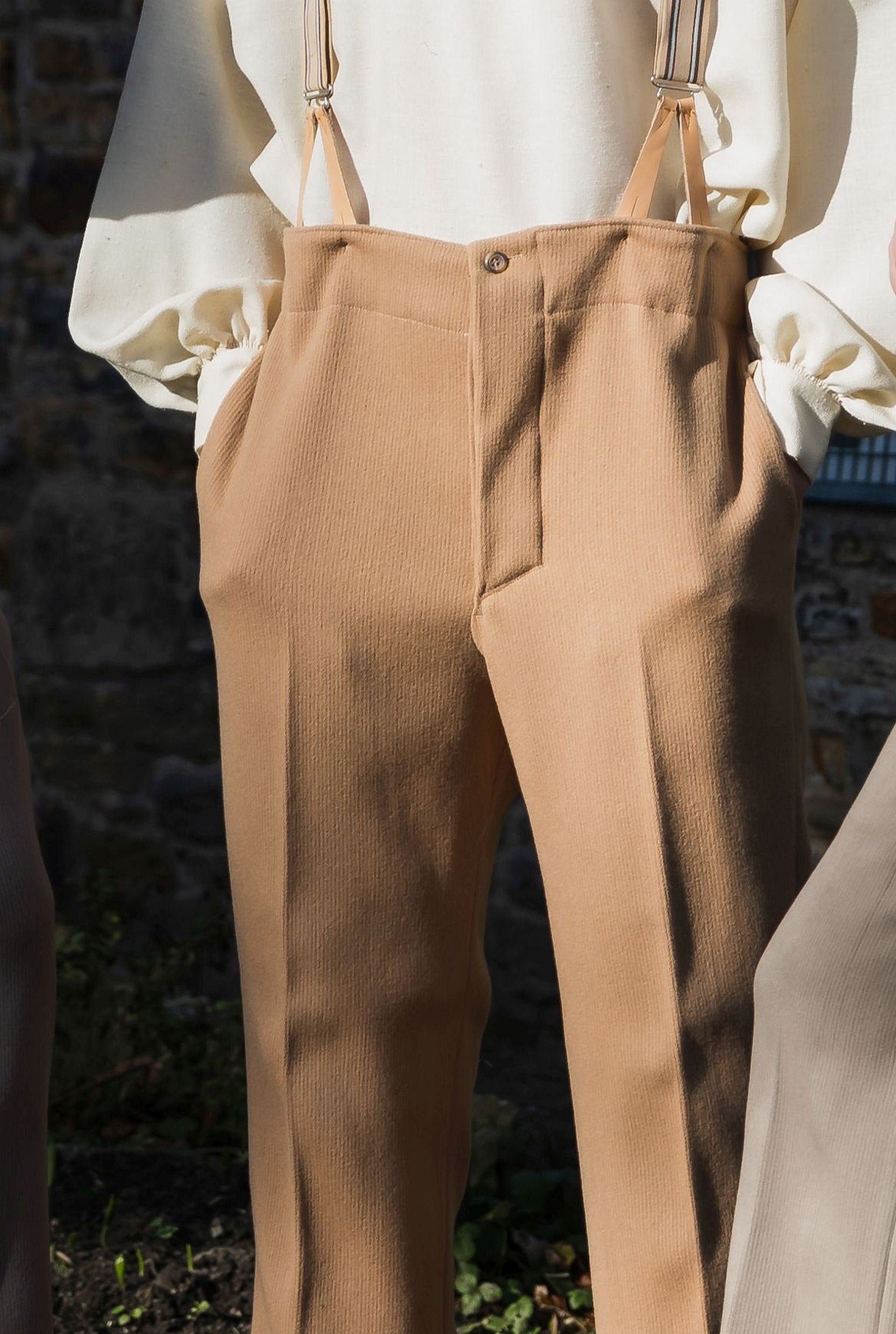 Men's high waist trousers in heavy wool cavalry twill Etsy