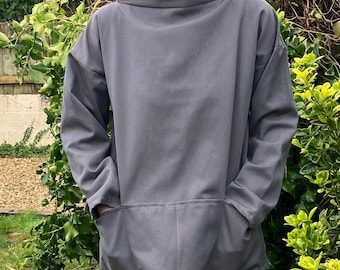 Artists smock in grey vintage twill weave wool