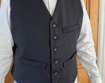 Large only - dark navy blue waistcoat in military weight wool cloth