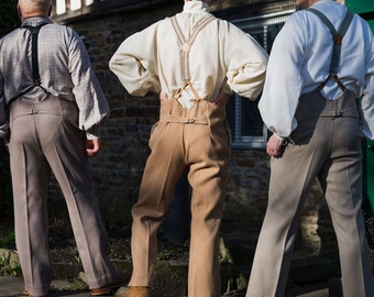 Men's High Waist Trousers in Heavy Wool 