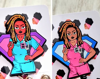 ADD-ON Clip, Loc Girl Badge Reel, Black Woman Work ID, Hospital Clinical Lanyard, Nursing Student, Scrubs Appreciation