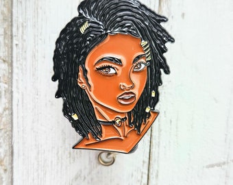 Locs Woman Badge Reels, Teacher Lanyard, African American Badge Holder, Gifts for Teachers, Black Girl Art ID Badge, Juneteenth
