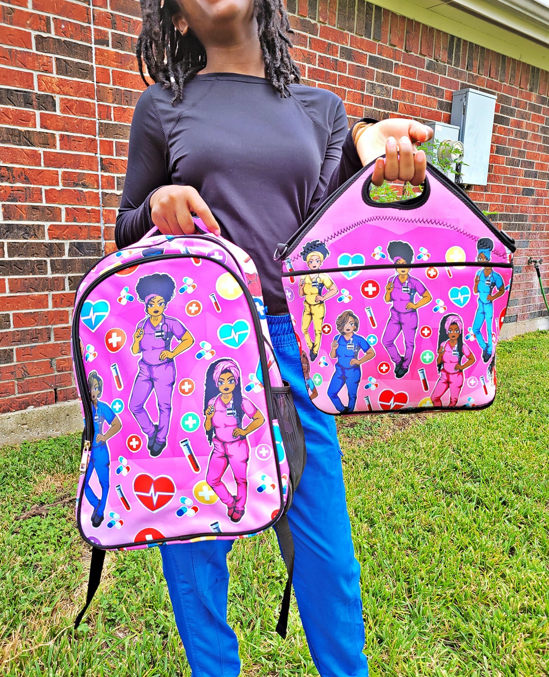 African American Art Work Backpack, Nurse Hospital Lunch, Graduation Gift,  Nursing School, Black Girl Magic Nursing Bundle