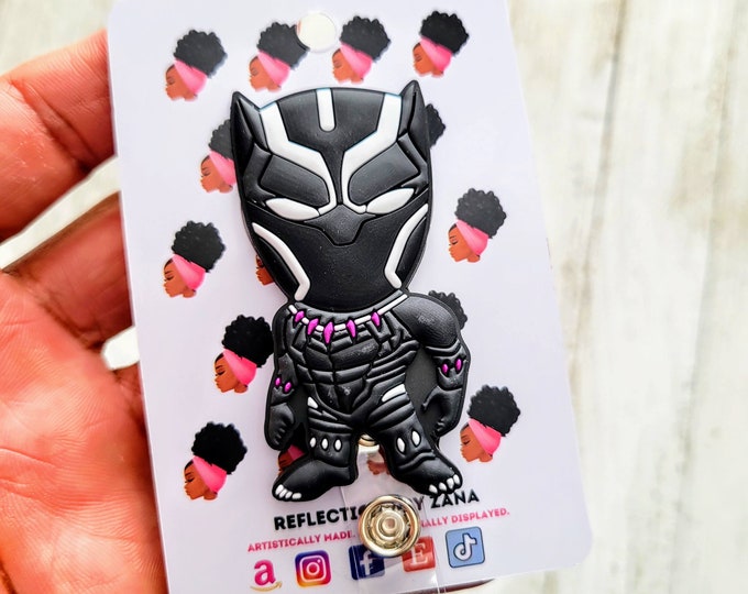 Black Panther Retractable Badge Buddy, T'Challa ID Holder, Chadwick Boseman, Wakanda Forever Lanyard, Teacher Appreciation