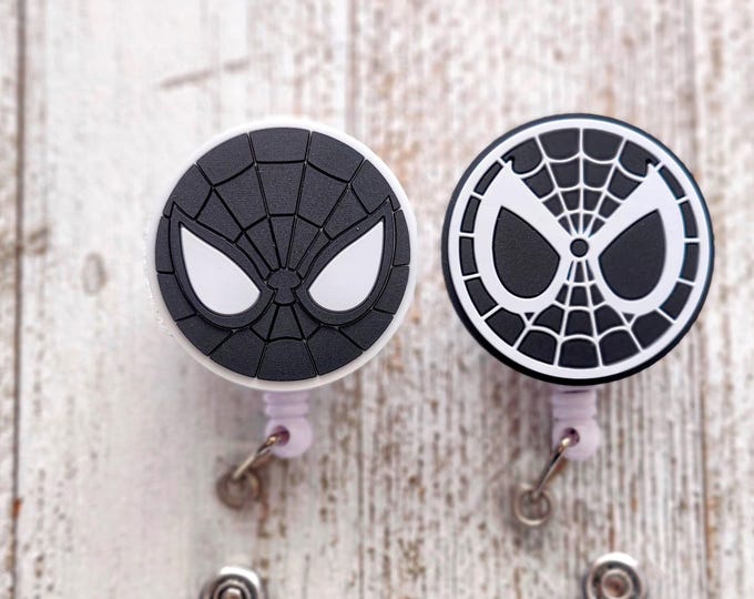 2 Venom Spidey Badge Holder, Black Suit Spiderman, MCU Comic Clip, Character Retractable ID Clip, Lanyard, Murse Lanyard Reel, Fathers Day