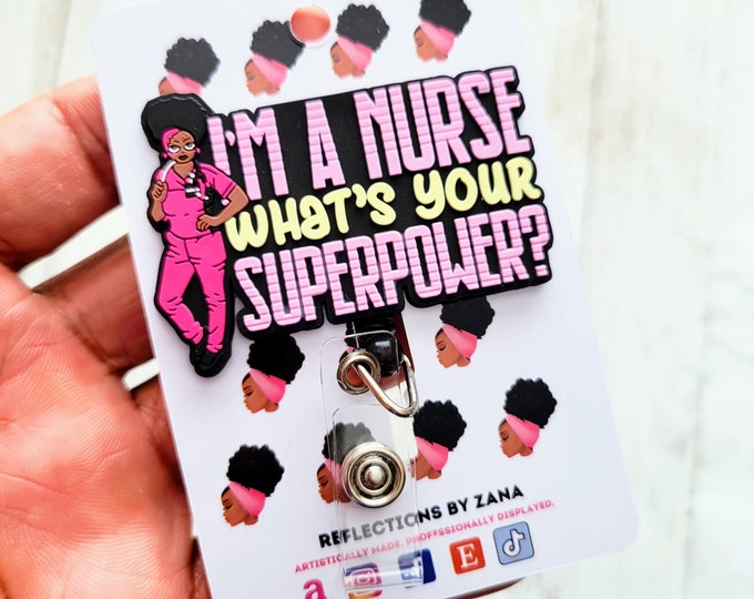 I'm A Nurse Badge Reel, African American Woman ID Holder, Mocha Medicine Badge Buddy, Black Girl Magic Female Lanyard, Scrubs Appreciation