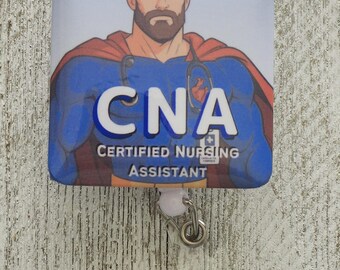 2 Male CNA Personalized Badge Reels, Custom Retractable Lanyard, Medical Practice Clip ID Holder, Certified Nursing Assistant Gift, Labor