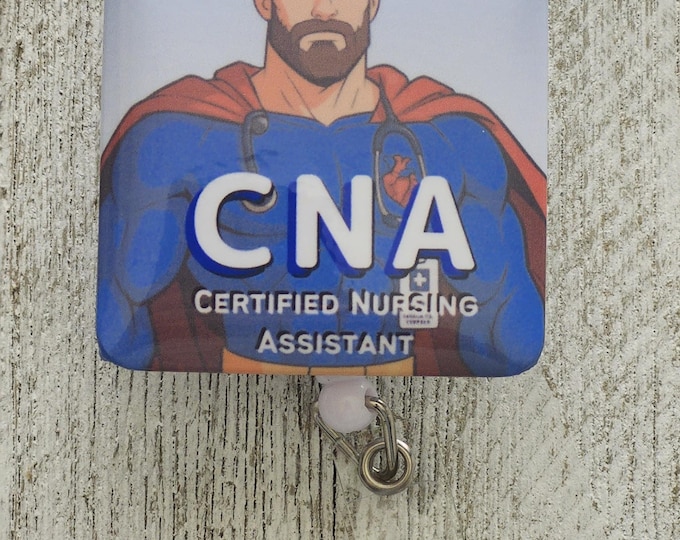 2 Male CNA Personalized Badge Reels, Custom Retractable Lanyard, Medical Practice Clip ID Holder, Certified Nursing Assistant Gift, Labor