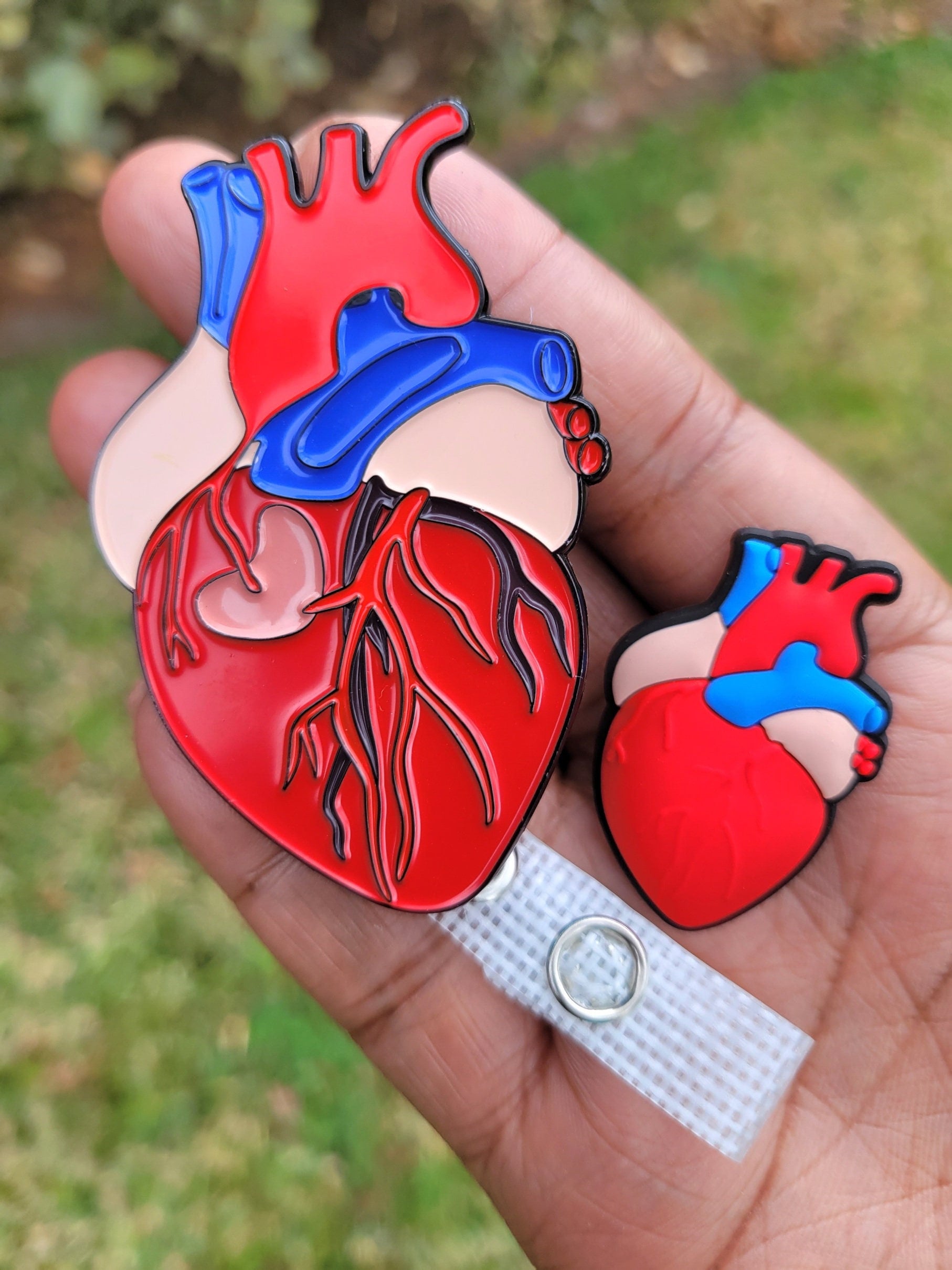 Anatomical Heart Retractable Badge Reels, Cardiovascular ID Badge