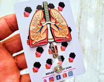 Lungs Retractable Badge Reels, Anatomy ID Holder, Respiratory Therapy Lanyard