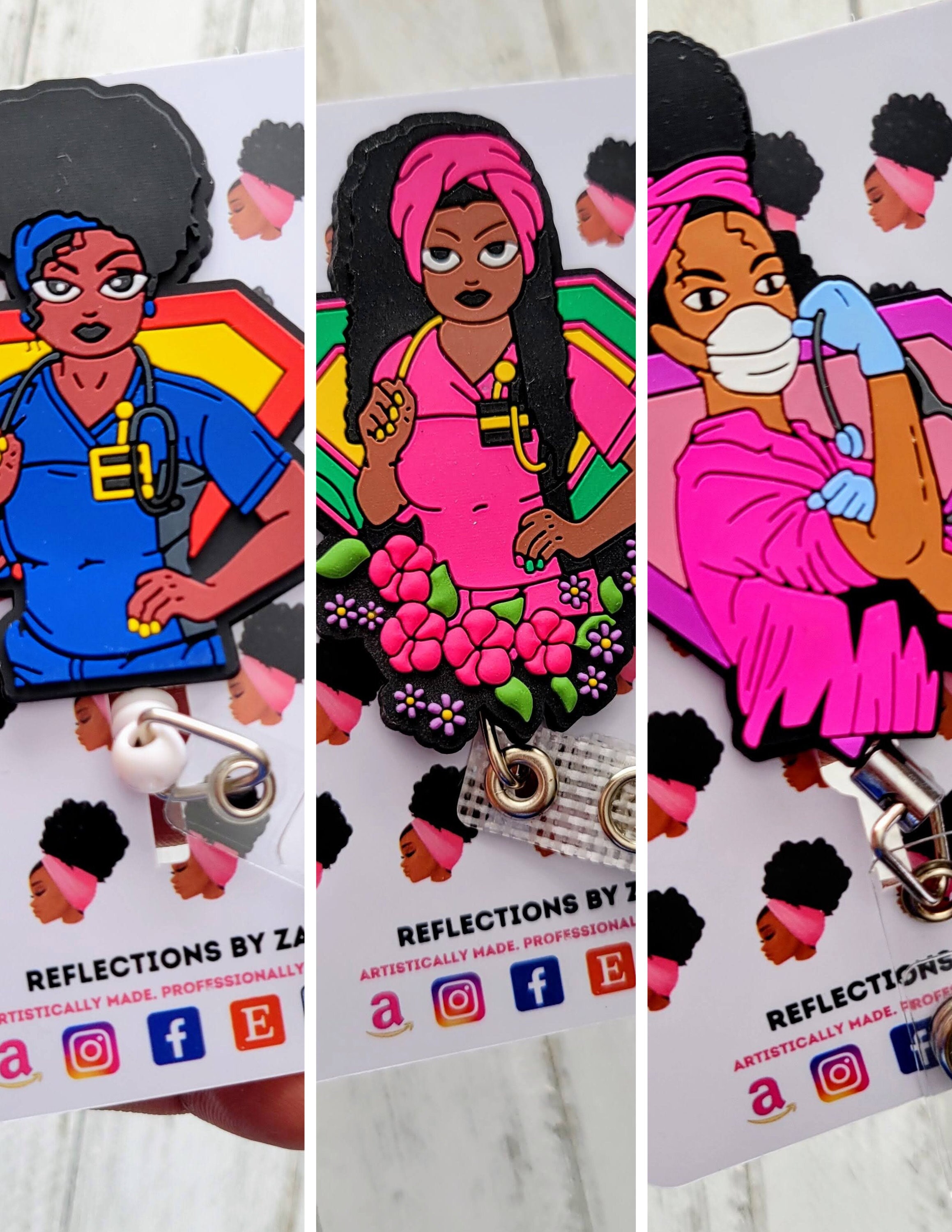 Customizable Afro Puff ID Accessory, Black Girl Magic Unique ID Holders, Badge Reels, ID Holder, Lanyard