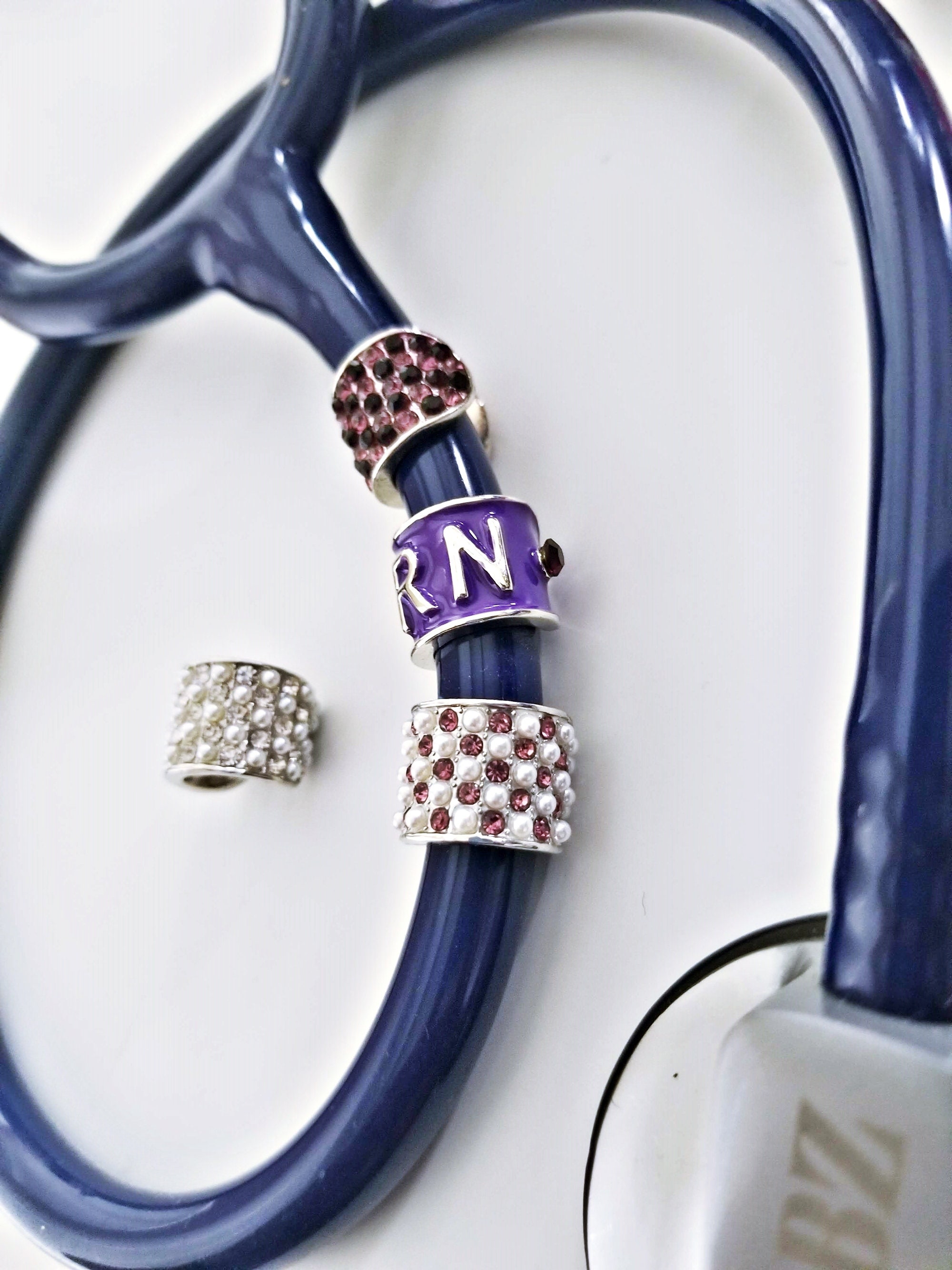 Pink or Purple Studded RN Rhinestone Stethoscope Charms Gift Etsy