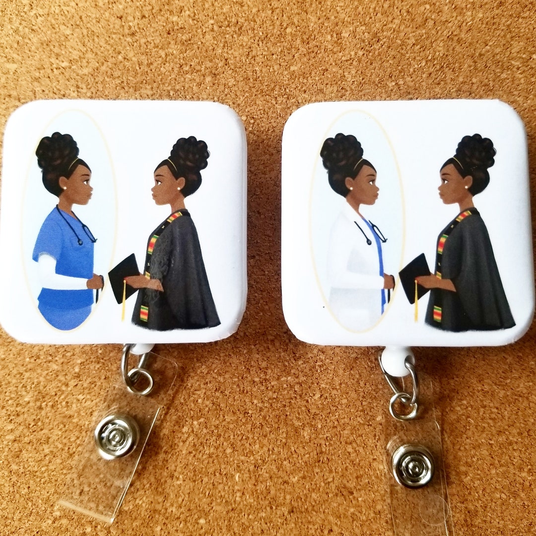 2 Nursing School Badge Holder, Graduate ID Retractable Lanyard Reel ...
