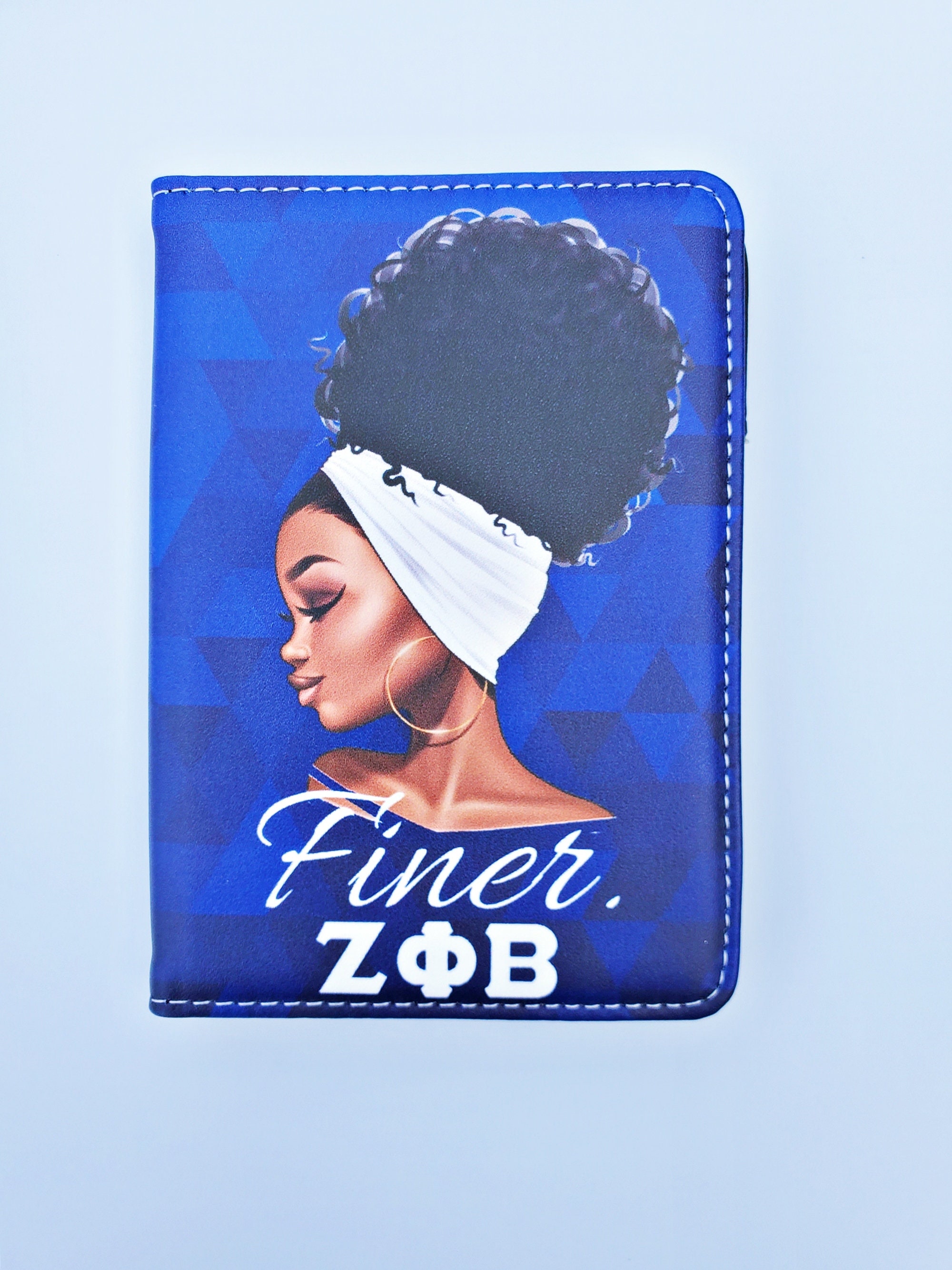 Zeta Phi Beta Passport Cover With White Headwrap Natural Hair