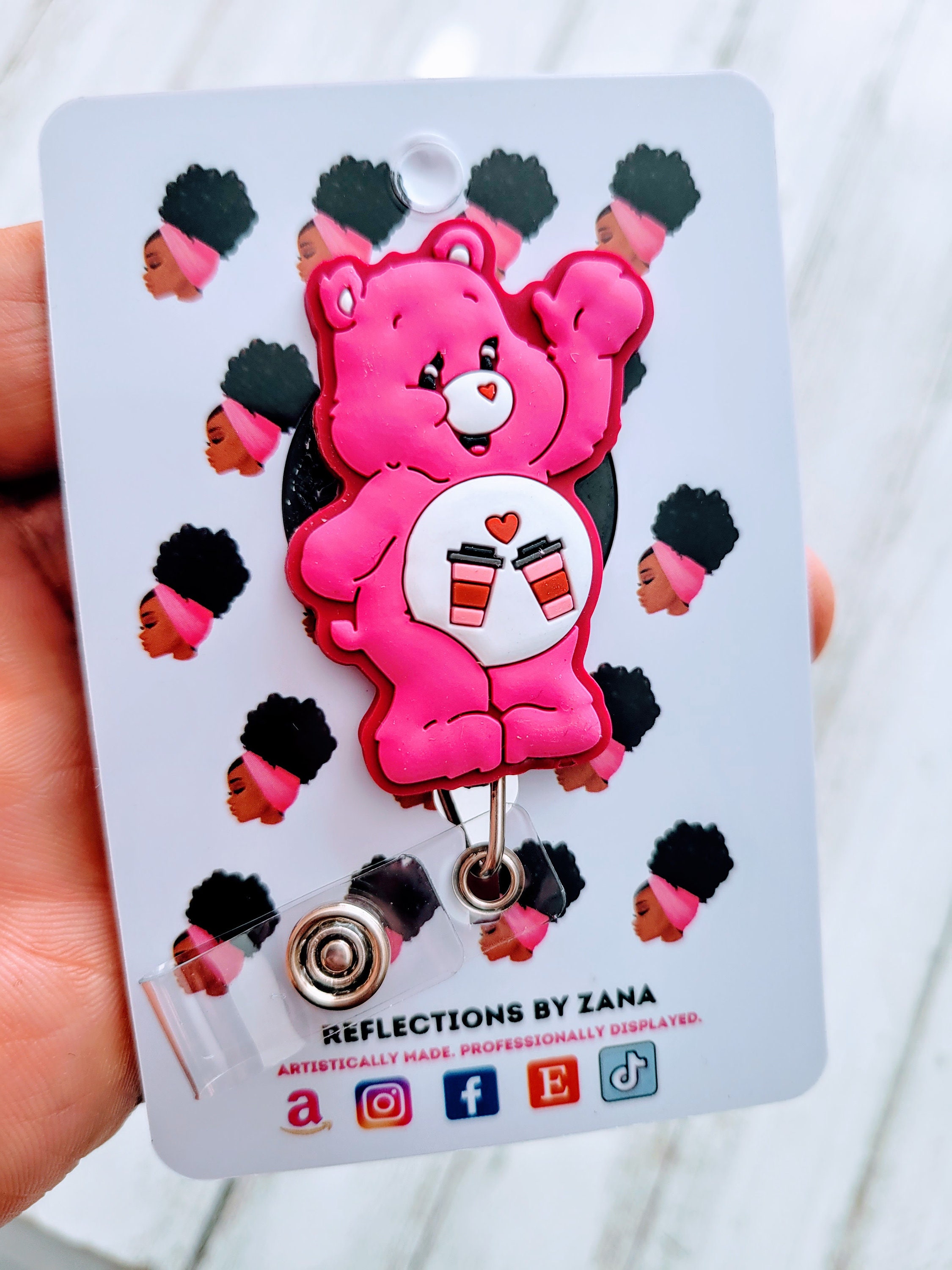 Pink Health Care Bears Lanyard, 80's Nostalgia Animal Badge Reel, Nurse  Retractable ID Holder, Dog, Puppy, Baby, Pet, Cat