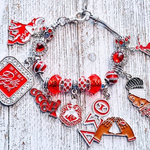 10-Inch Delta Sigma Theta Signature Bracelet, DST Sorority Jewelry, Custom Charms, Deltaversary, Crossing Season Gift Ideas