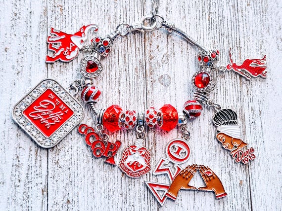 10-inch Delta Sigma Theta Signature Bracelet, Custom Charm, Delta