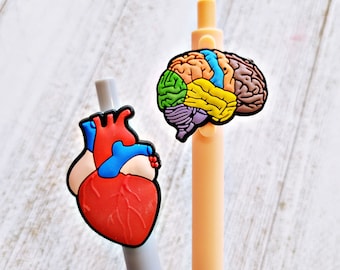 My Mind, My Heart, Set of 2 My Heart & Brain Pens, Custom Office Supplies, Custom Gift for Her, Colorful Pens, Retractable Pens, Cute Pens