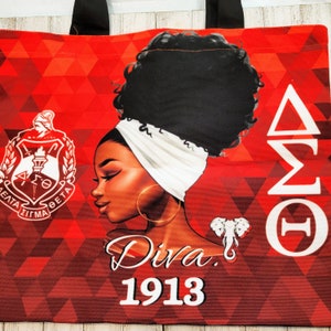 Delta Sigma Theta Sorority, Divine 9, Tote Bag, DST, D9, HBCU, African American, 1913, J13, Black Greek Sorority
