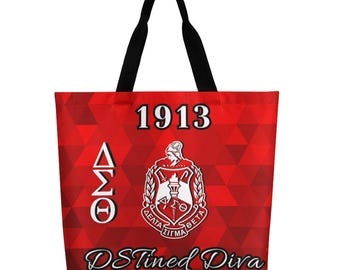 Delta Sigma Theta Gym Gusseted Shopping Bag, DST Sorority Shops, 1913, Howard University, Shoulder Beach Tote, Crossing Season Gift