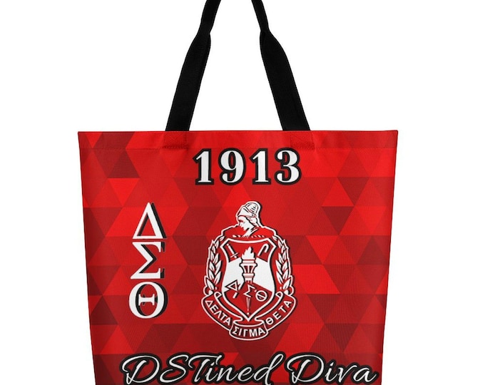 Delta Sigma Theta Gym Gusseted Shopping Bag, DST Sorority Shops, 1913, Howard University, Shoulder Beach Tote, Crossing Season Gift